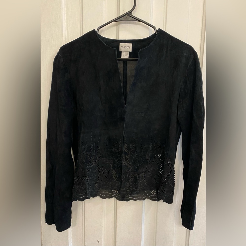 Chico’s Suede Leather Jacket - Size 0 VINTAGE Suede leather Color black